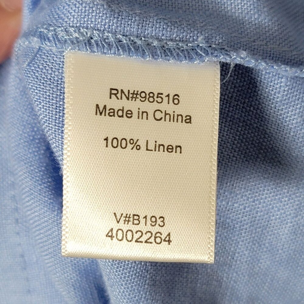 Coldwater Creek Womens Blue Linen Boho Pintuck 3/4 Sleeves Button Front Top M - Picture 9 of 10